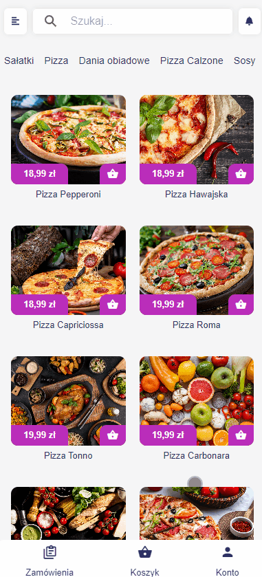 Aplikacja dla restauracji