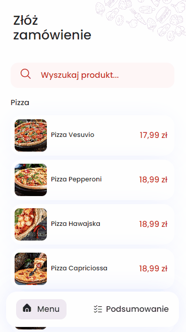 Zamawianie jedzenia do stolika